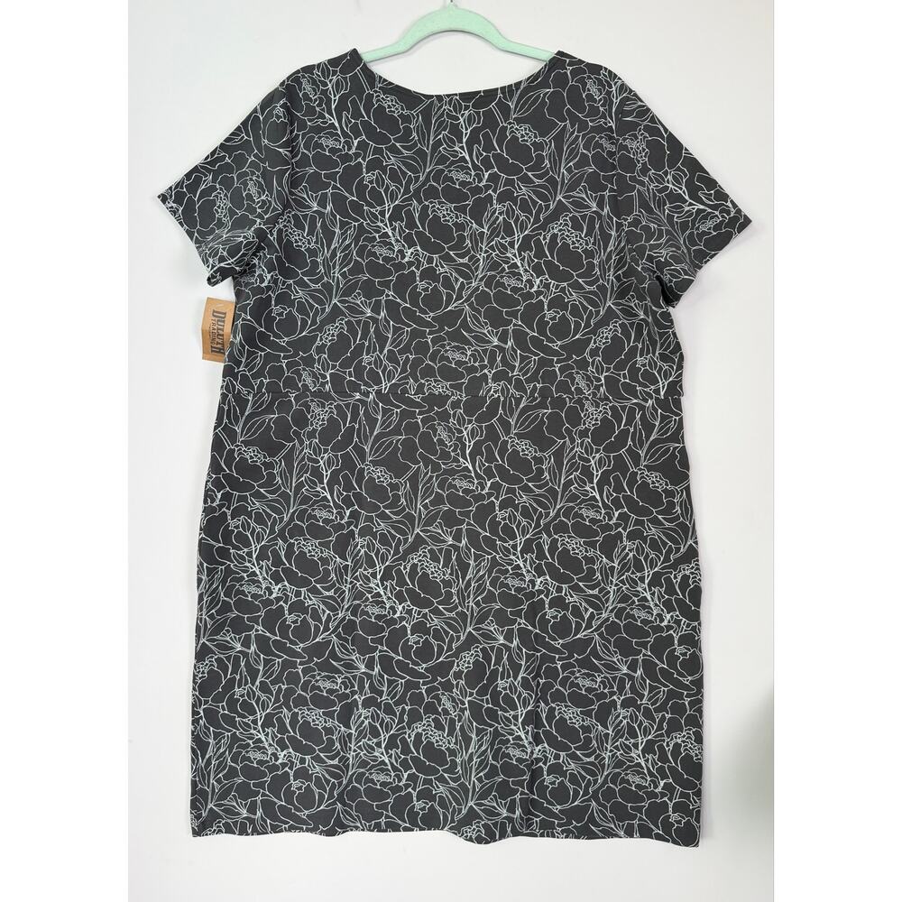Duluth NoGA Naturale Cotton Short Sleeve Dress Gray Floral XXL Casual UPF 40 NWT - Picture 6 of 9